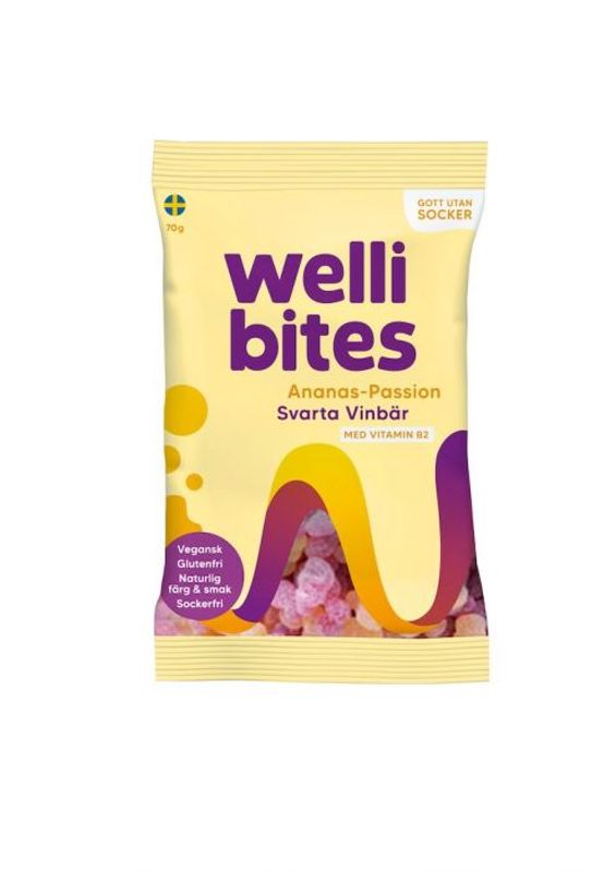 Wellibites Godteri Ananas, Pasjonsfrukt & Solbær