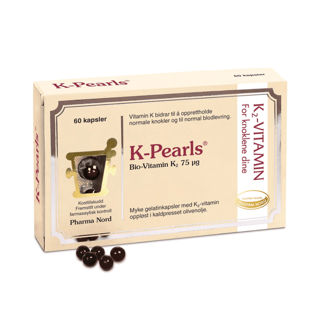 Hovedbilde K-Pearls 75 mcg K2 vitamin Pharma Nord 60 kapsler
