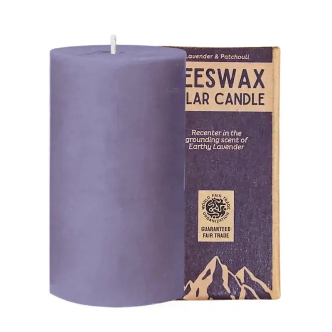 Hovedbilde Hill Honey Beeswax Pillar Candle EARTHY LAVENDER 170g