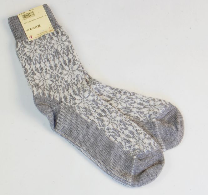 Hovedbilde Hirsch Ullsokker modell STJERNE duegrå-natur 40/41